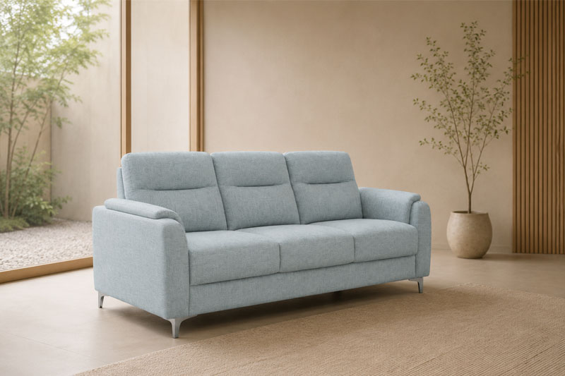 Astra Compact 3 Seater Sofa (Pet Friendly Fabric, Pastel Blue)