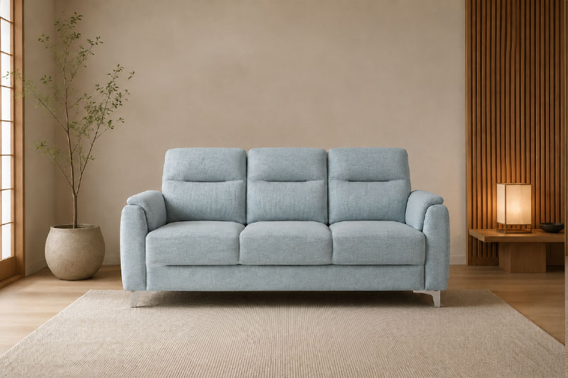 Astra Compact 3 Seater Sofa (Pet Friendly Fabric, Pastel Blue) - Image 2