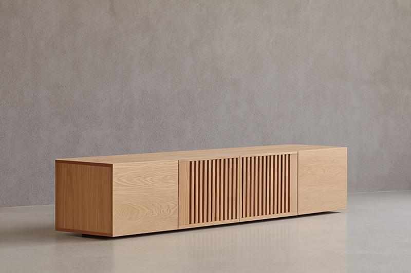 Callisto Wood TV Console (Solid Oak Wood) - Image 2