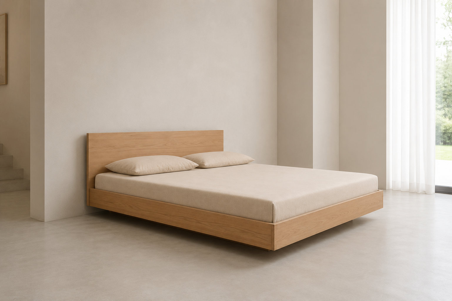 Lisandro Wood Bed Frame (Solid Oak Wood) - Image 2