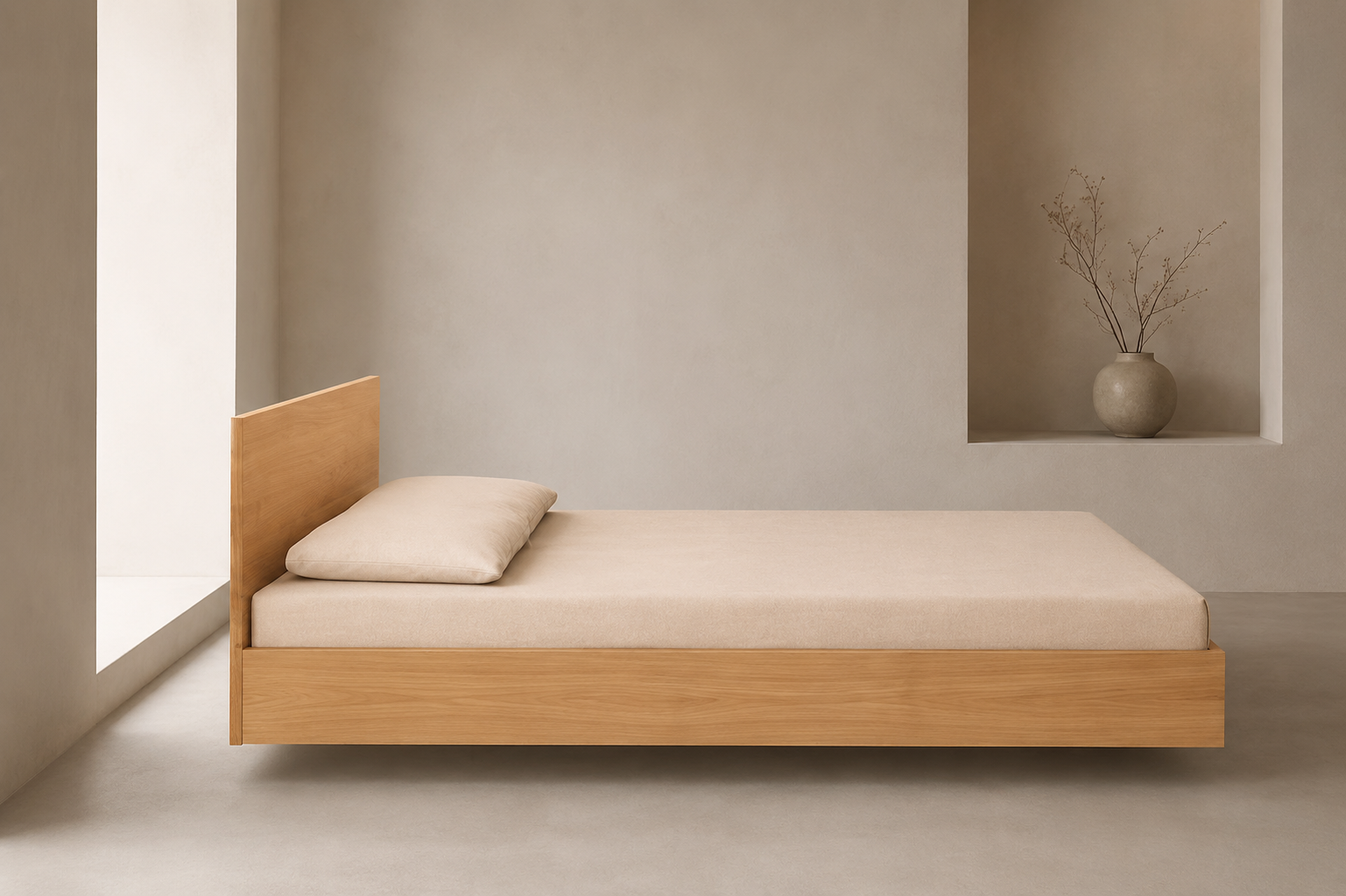 Lisandro Wood Bed Frame (Solid Oak Wood) - Image 3