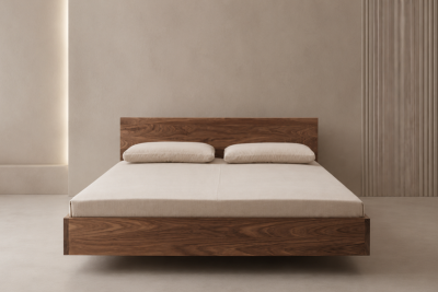 Lisandro Wood Bed Frame - Walnut Stain (Solid Oak Wood)