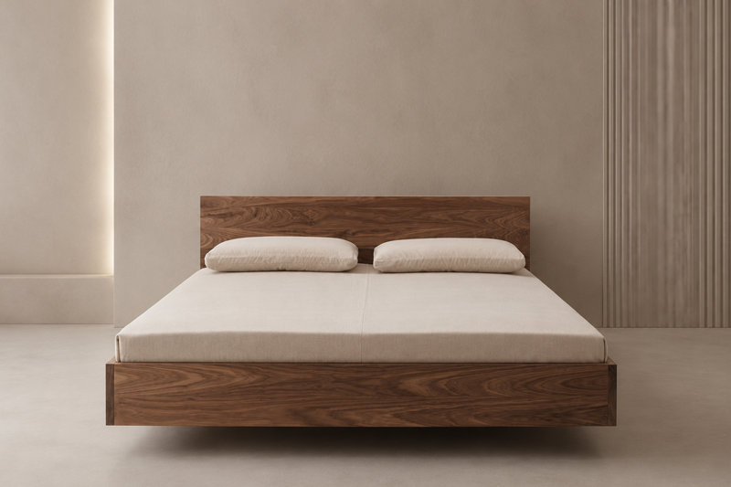 Lisandro Wood Bed Frame - Walnut Stain (Solid Oak Wood)